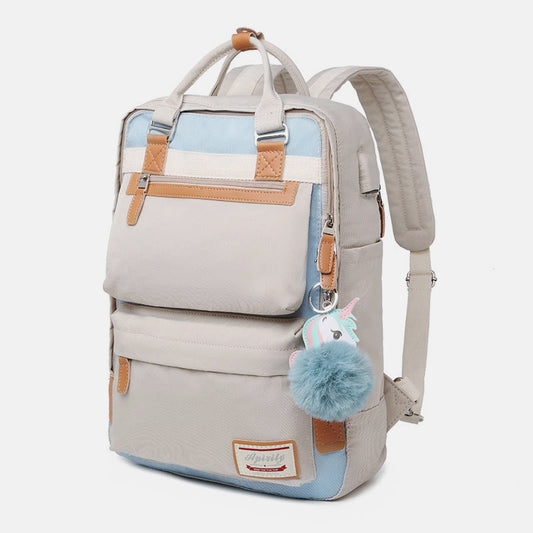Multifunctional Large-Capacity British College Backpack with USB Charging Port