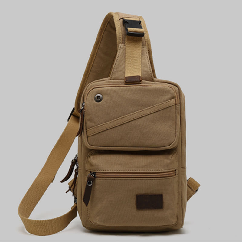 Sling Bag for Men - Retro Canvas Crossbody Fanny Pack Backpack