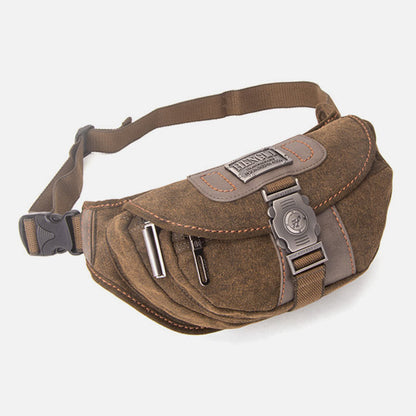 Retro Canvas Waist Pack for Men – Small Crossbody Crescent Moon Sling Bag