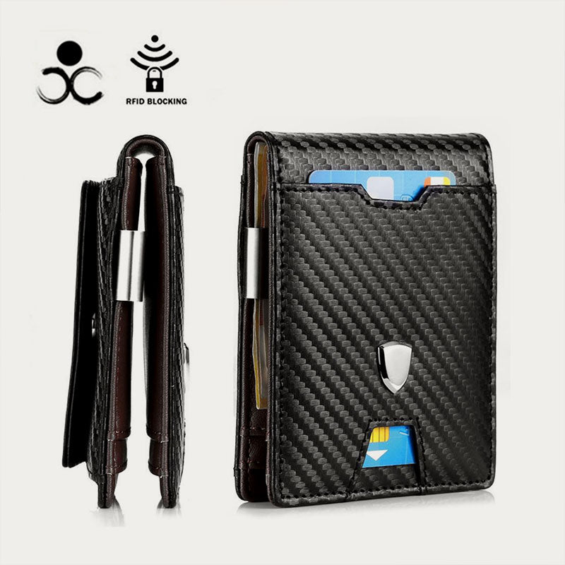 Minimalist Multi - Slot Bifold Card Holder RFID Blocking Wallet with Cash Clip - VOTVO