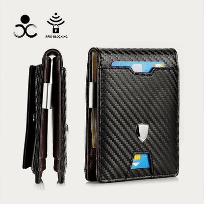 Minimalist Multi - Slot Bifold Card Holder RFID Blocking Wallet with Cash Clip - VOTVO