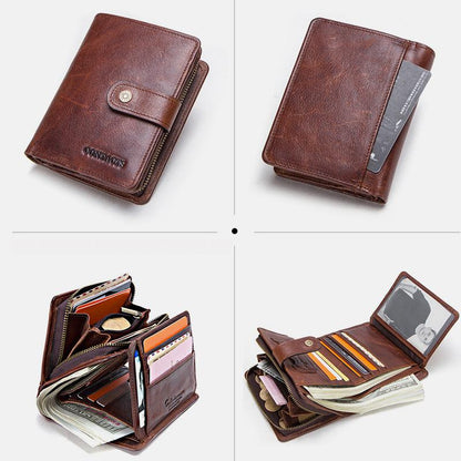 RFID GenuineLeather Multi - Card Buckle Wallet - VOTVO