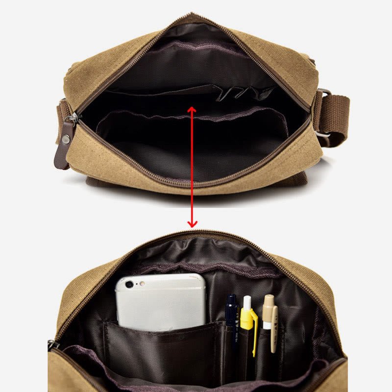 Retro Canvas Messenger Bag for Men – Crossbody Shoulder Bag for Business & Travel - VOTVO