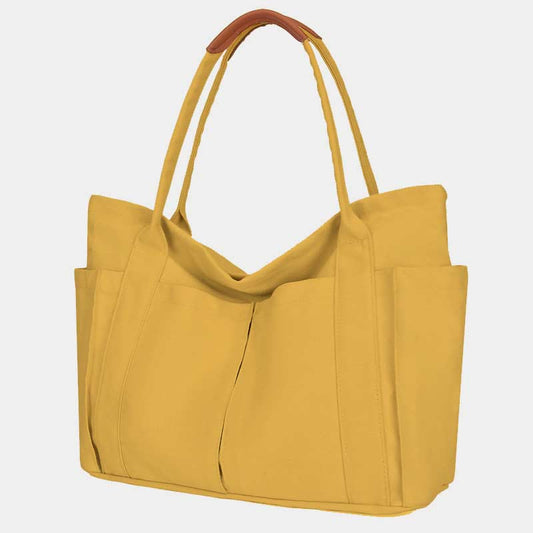 Minimalist Large Capacity Tote Bag for Women – Canvas Shoulder Bag with Zipper Closure