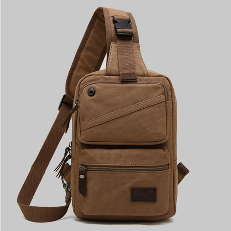 Sling Bag for Men - Retro Canvas Crossbody Fanny Pack Backpack