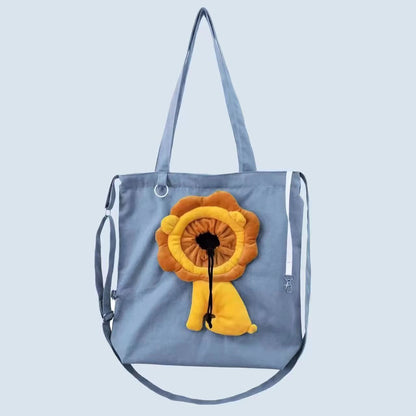 Pet Carrier for Small Animals - Travel Canvas Shoulder Bag with Cute Lion Design - VOTVO