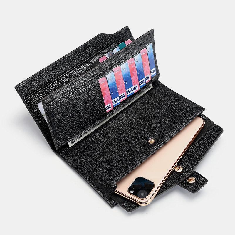 RFID Leather Retro Long Wallet with Zipper Pocket – Large Capacity Purse for Women