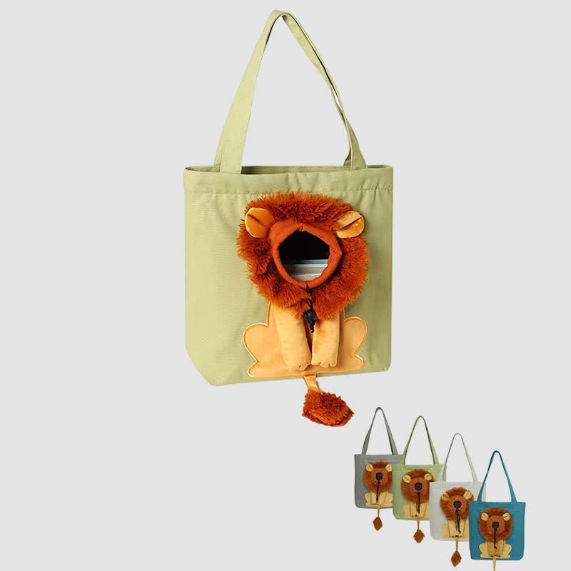 Pet Carrier for Small Animals - Travel Canvas Shoulder Bag with Cute Lion Design - VOTVO