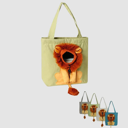 Pet Carrier for Small Animals - Travel Canvas Shoulder Bag with Cute Lion Design - VOTVO