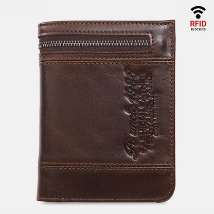Portafoglio bifold RFID di grande capacità per uomo - Retro in vera pelle con 20 scomparti per carte e tasche con cerniera