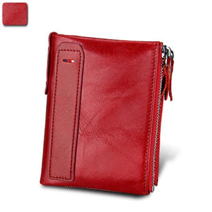 Men’s Genuine Leather RFID Wallet – Multi - Card & Coin Pockets, Zipper & Buckle Closure - VOTVO
