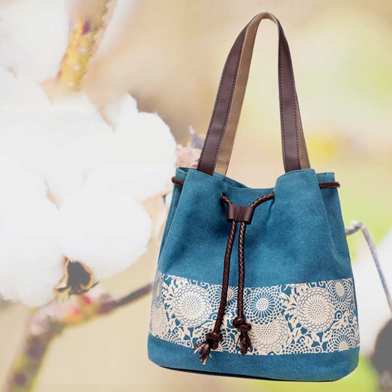 Shoulder Bag for Women – Casual Large Capacity Printed Canvas Shopping Handbag