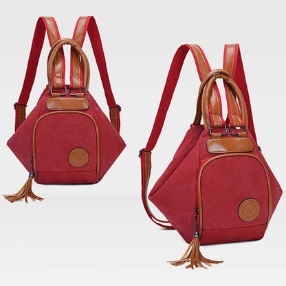 Multifunctional Women's Backpack with Tassel Decor – Durable Canvas Travel Daypack