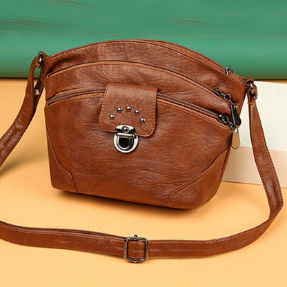 Retro Faux Leather Crossbody Bag for Women – Small Shoulder Purse for Daily Use