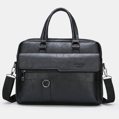 Lightweight PU Leather Messenger Bag – Slim Business Briefcase for Men