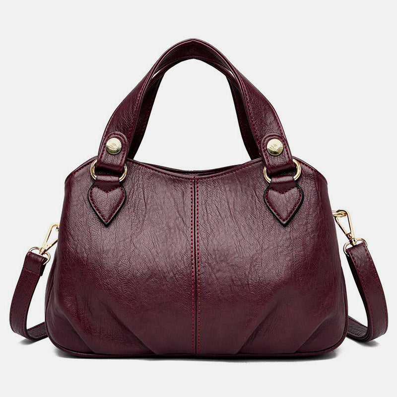 Borsa a tracolla da donna in pelle con triplo scomparto e manico superiore – Borsa a tracolla con tracolla regolabile