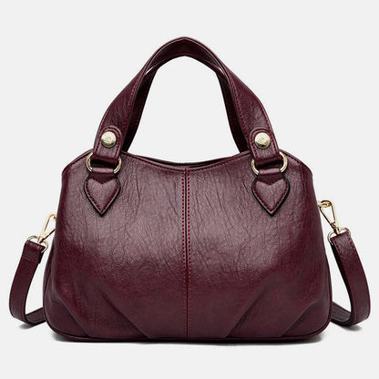 Borsa a tracolla da donna in pelle con triplo scomparto e manico superiore – Borsa a tracolla con tracolla regolabile