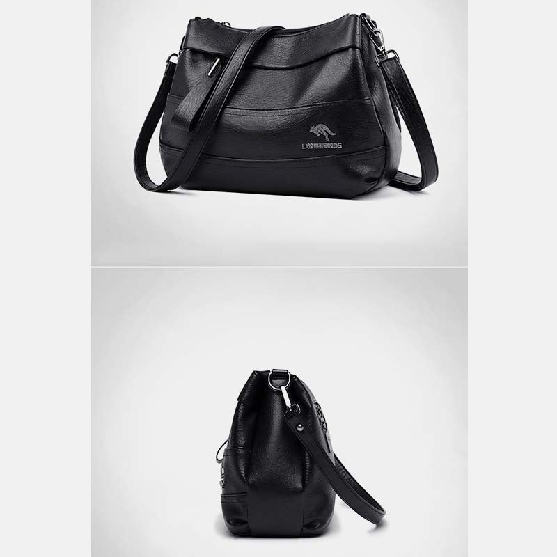 Triple Compartment Leather Handbag for Women Small Casual Crossbody Shoulder Bag - VOTVO
