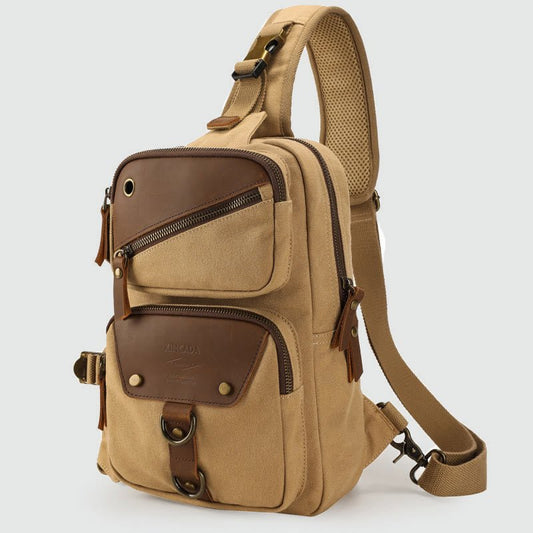 Sling Bag for Men – Retro Canvas Crossbody Chest Bag, Lightweight & Versatile for Daily Use and Travel - VOTVO