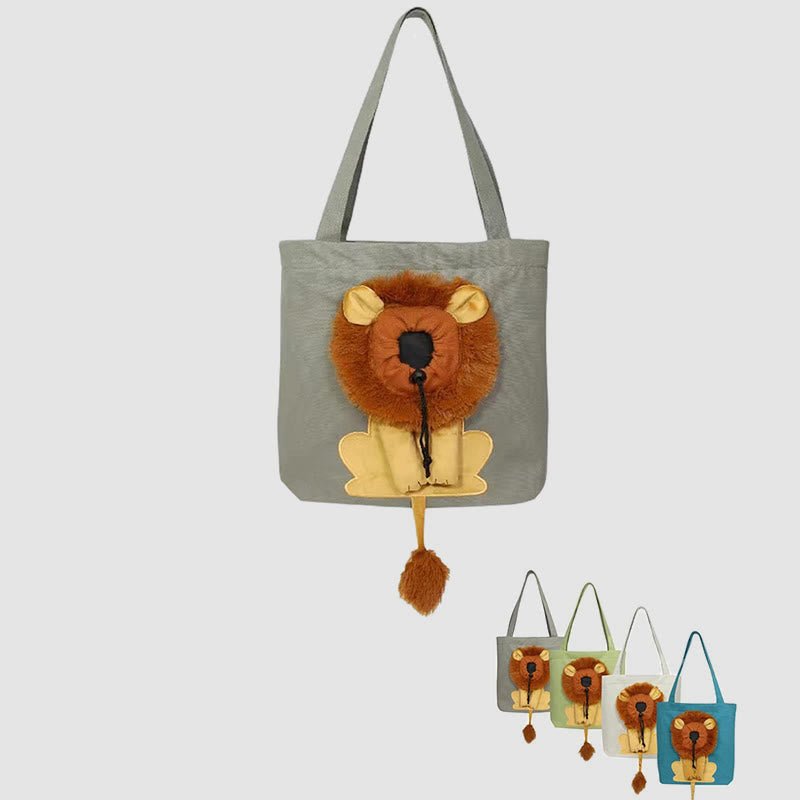 Pet Carrier for Small Animals - Travel Canvas Shoulder Bag with Cute Lion Design - VOTVO