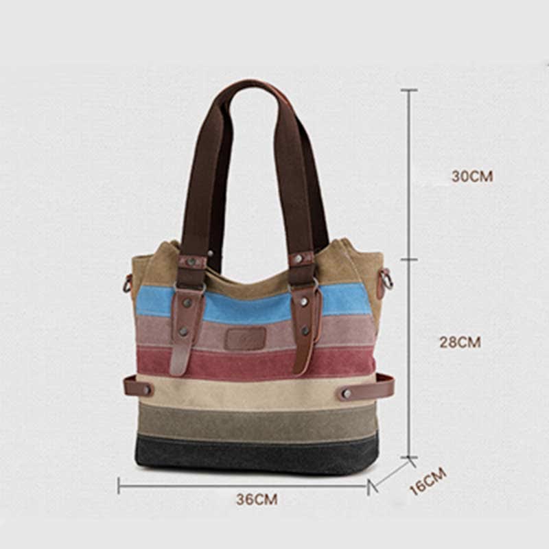 Multifunction Color Block Canvas Tote Bag | Hobo Shoulder Bag & Crossbody Purse - VOTVO