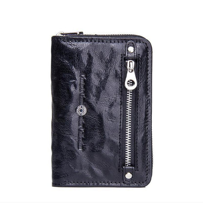 Genuine Leather Two Fold Multi-function Short Wallet