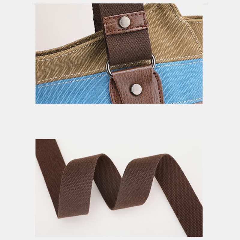 Multifunction Color Block Canvas Tote Bag | Hobo Shoulder Bag & Crossbody Purse - VOTVO