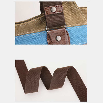 Multifunction Color Block Canvas Tote Bag | Hobo Shoulder Bag & Crossbody Purse - VOTVO