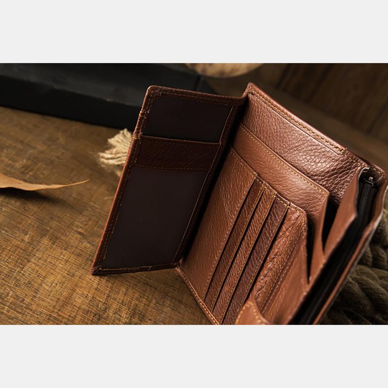 Premium Real Leather Large Capacity Vertical Wallet for Men – Slim, Durable & Stylish