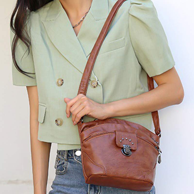 Retro Faux Leather Crossbody Bag for Women – Small Shoulder Purse for Daily Use