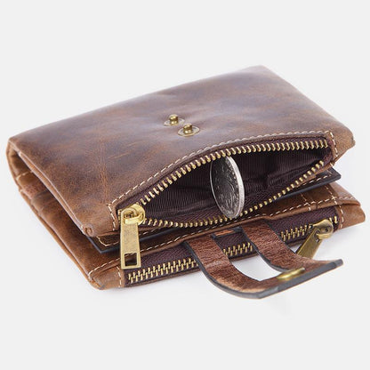 Multifunctional Double Zipper Vintage Wallet – Stylish and Practical - VOTVO