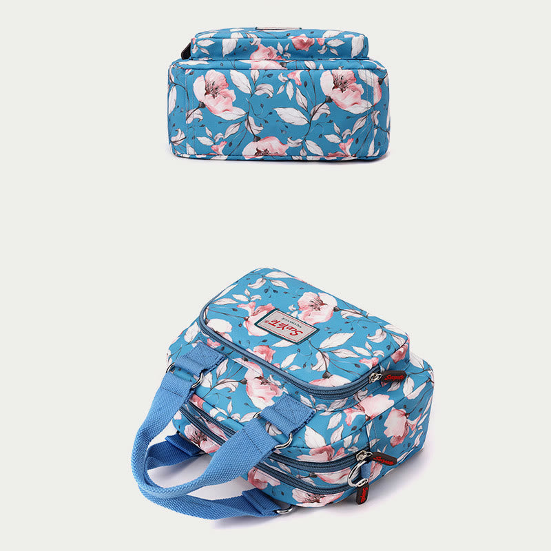 Nylon Crossbody Bag for Women - Colorful Flower Print Handbag with Adjustable Strap
