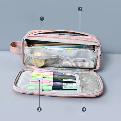 Large Capacity Canvas Pencil Case – Durable Pen Pouch for Office & School