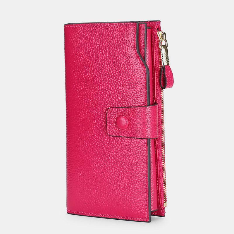 RFID Leather Retro Long Wallet with Zipper Pocket – Large Capacity Purse for Women