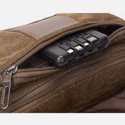 Retro Canvas Waist Pack for Men – Small Crossbody Crescent Moon Sling Bag