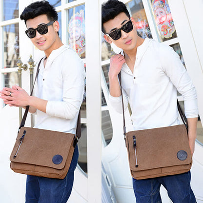 Canvas Messenger Bag for Men Travel Satchel Water Resistant Crossbody Bag
