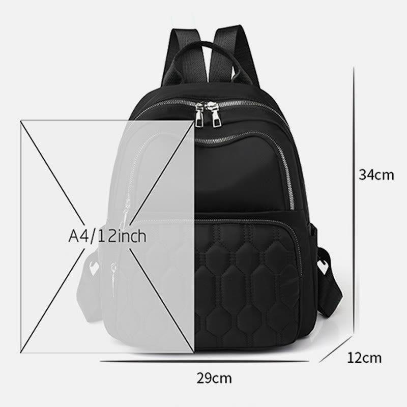 Quilted Nylon Backpack for Women – Stylish Solid Color Travel Daypack