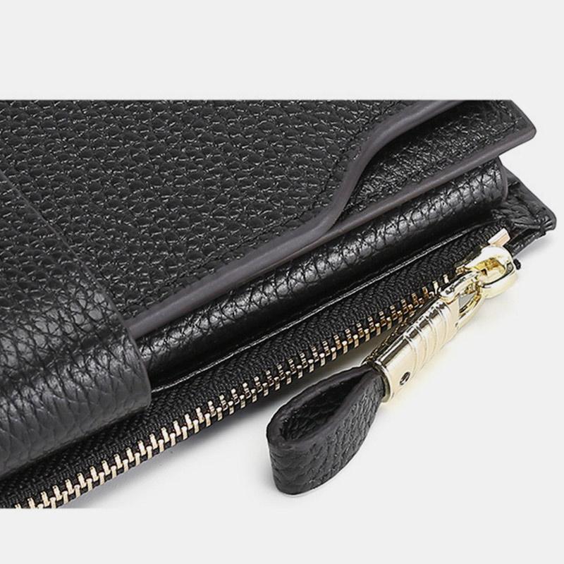 RFID Leather Retro Long Wallet with Zipper Pocket – Large Capacity Purse for Women