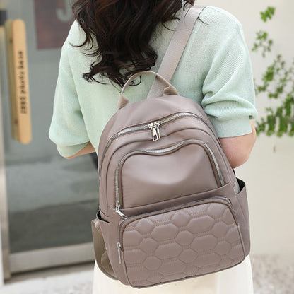 Quilted Nylon Backpack for Women – Stylish Solid Color Travel Daypack