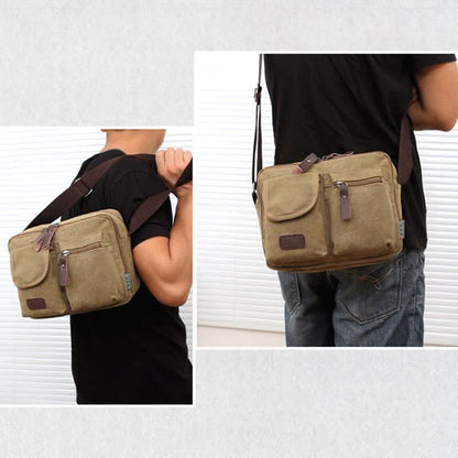 Borsa a tracolla in tela retrò da uomo - Borsa a tracolla casual