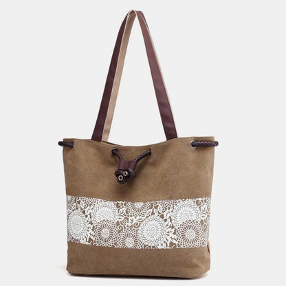 Shoulder Bag for Women – Casual Large Capacity Printed Canvas Shopping Handbag