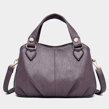 Borsa a tracolla da donna in pelle con triplo scomparto e manico superiore – Borsa a tracolla con tracolla regolabile