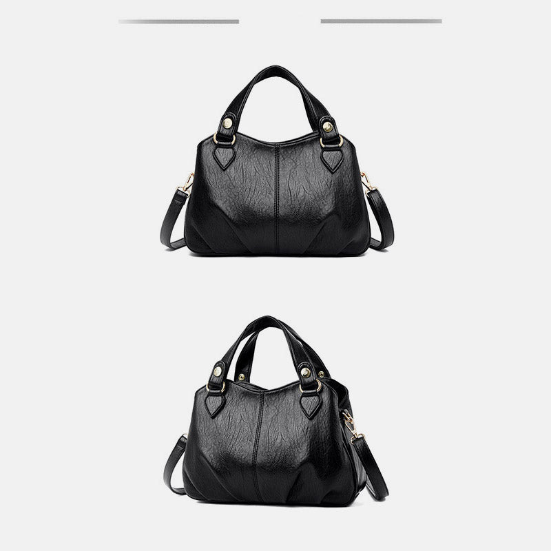 Borsa a tracolla da donna in pelle con triplo scomparto e manico superiore – Borsa a tracolla con tracolla regolabile