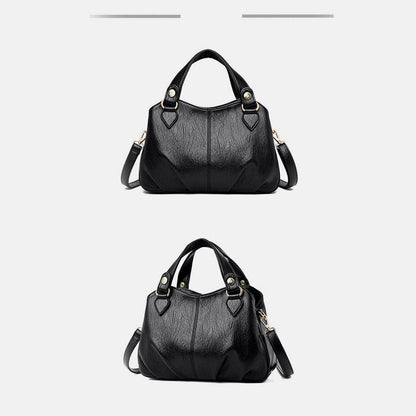 Borsa a tracolla da donna in pelle con triplo scomparto e manico superiore – Borsa a tracolla con tracolla regolabile