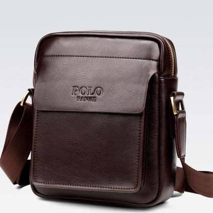 Men's Leather Crossbody Messenger Shoulder Bag for Work & Business – Small PU Leather Satchel