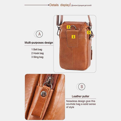 Men's Genuine Leather Phone Purse – Crossbody & Waist Bag for Daily Use
