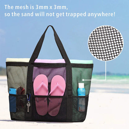 Large Capacity Beach Bag for Holiday Travel – Portable Mesh Shoulder Bag