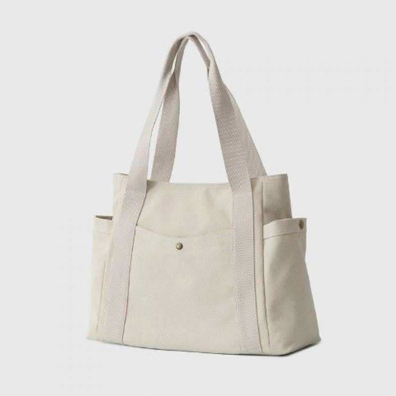 Large Capacity Canvas Shoulder Tote Bag – Multi-Pocket Handbag for Shopping, Travel & Everyday Use