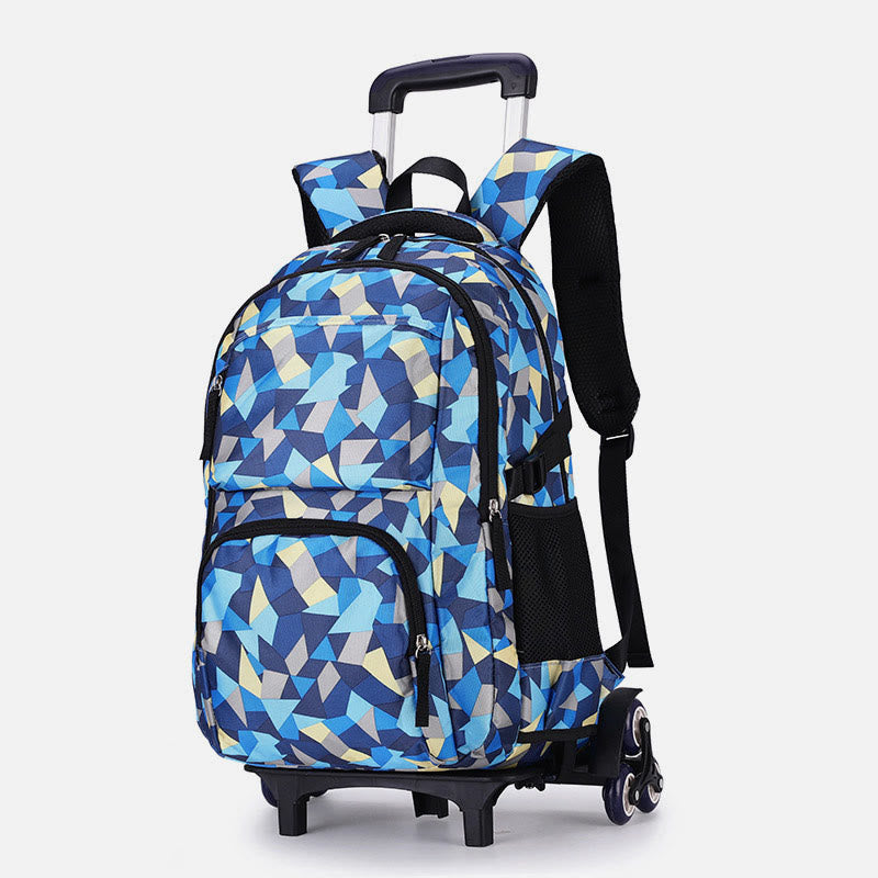 Rolling Wheels School Bag for Girls – Colorful Printing Backpack with Adjustable Straps & Two-Wheel Design