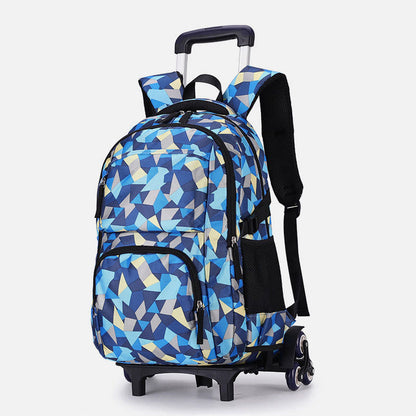 Rolling Wheels School Bag for Girls – Colorful Printing Backpack with Adjustable Straps & Two-Wheel Design